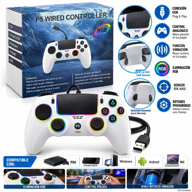 &ua JOYSTICK PS5 CON CABLE SZ-5005W